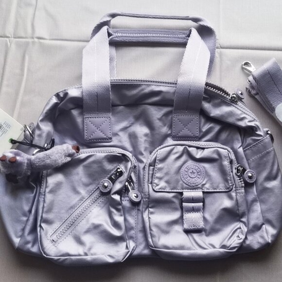 brand new Kipling vintage crossbody Defea Medium Handbag metallic lilac - Picture 1 of 10